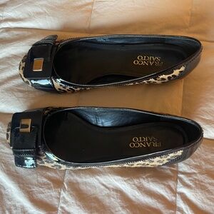 Franco Sarto Leopard Print and Black Patent Ballet Flats